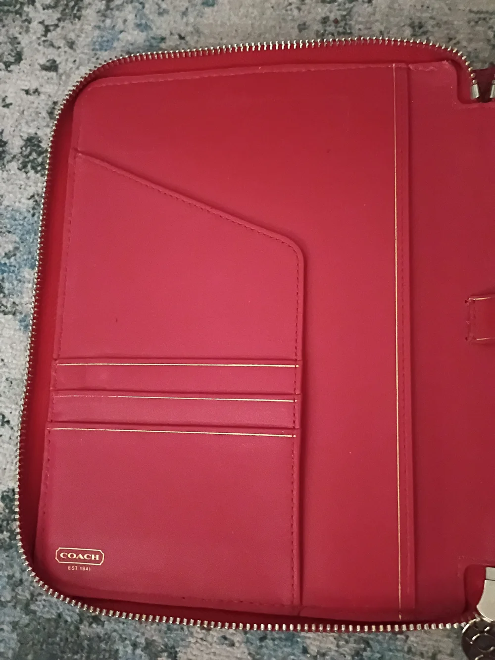 Coach Red Patent Zip Notebook Case
